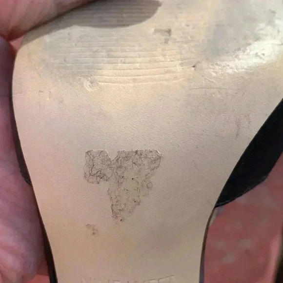 Nine West Black Stiletto Strappy Heels w both Patent  Leather/Leather - Picture 7 of 8